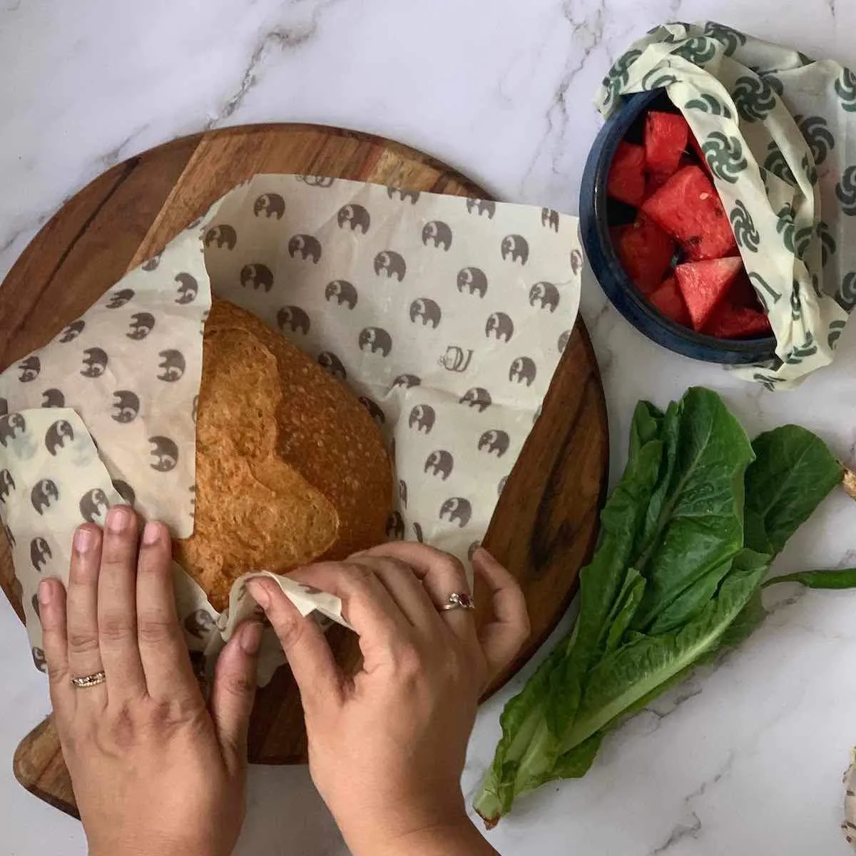 2 Large Square 14" x 14" Madhu Wrap Reusable Beeswax Wrap