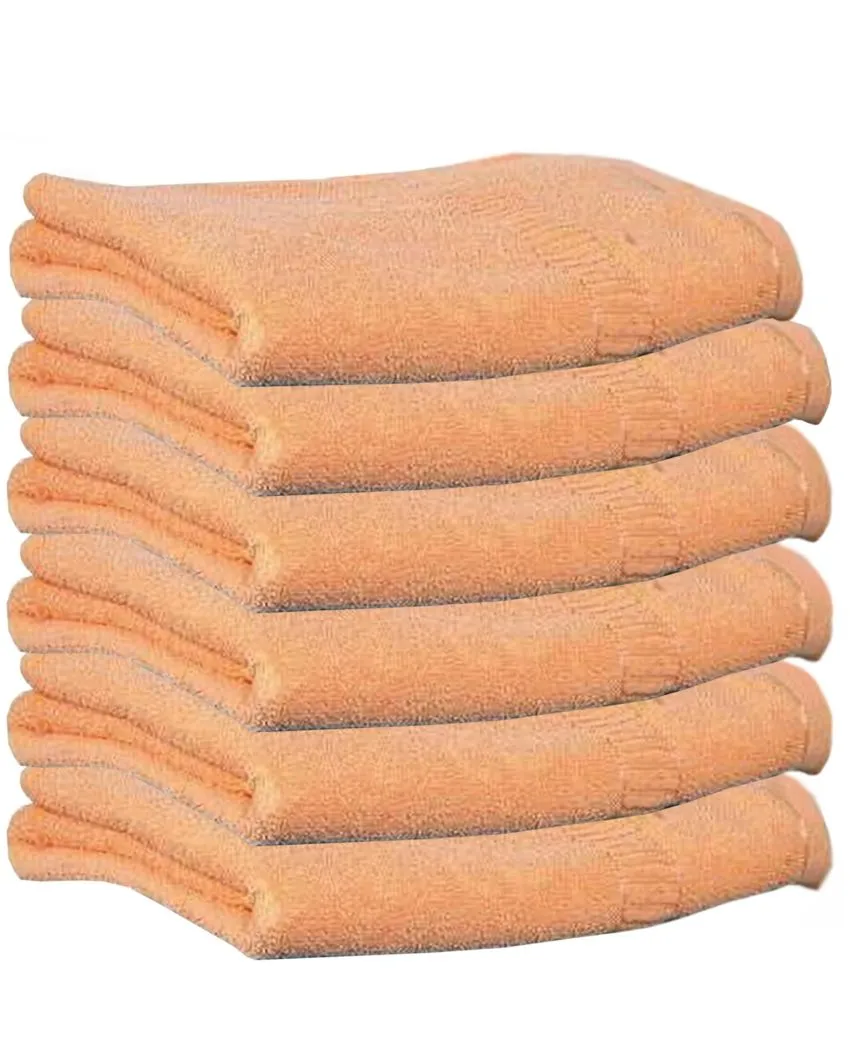 Absorbent Weave Plain Hand Towels | Set Of 6 | 13 X 20 inches | 400 GSM