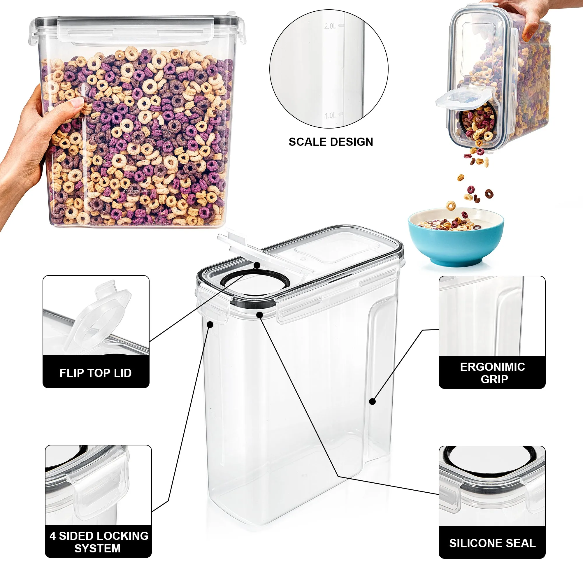 Airtight Food Storage Dispensers (4 Pack)