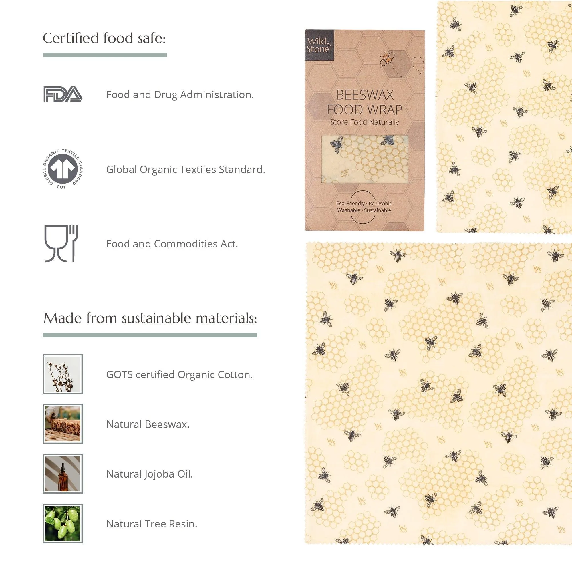 Beeswax Food Wraps - 3 Pack