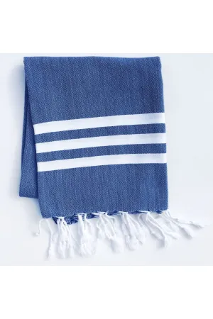 Blue & White Stripe Lightweight Organic Turkish Towels