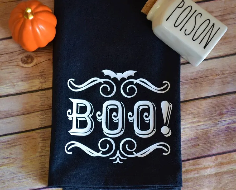 Boo and Drink Up Witches Halloween Towels