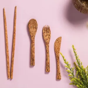 Coconut Wood Cutlery | Spoon Fork Chopsticks Knife