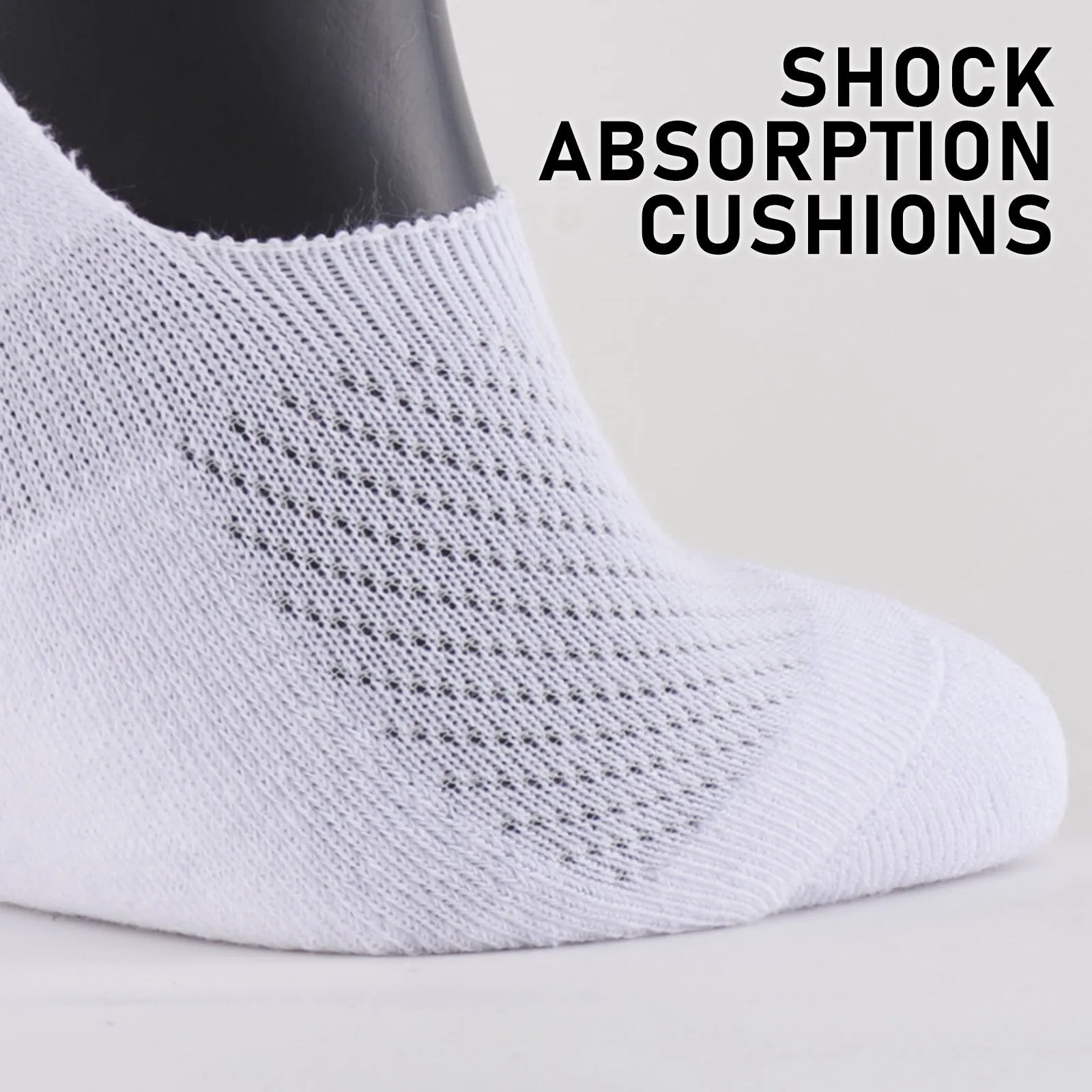 Non-Slip Breathable Ankle Socks, 6X Cushion No Show, Large, Rexy