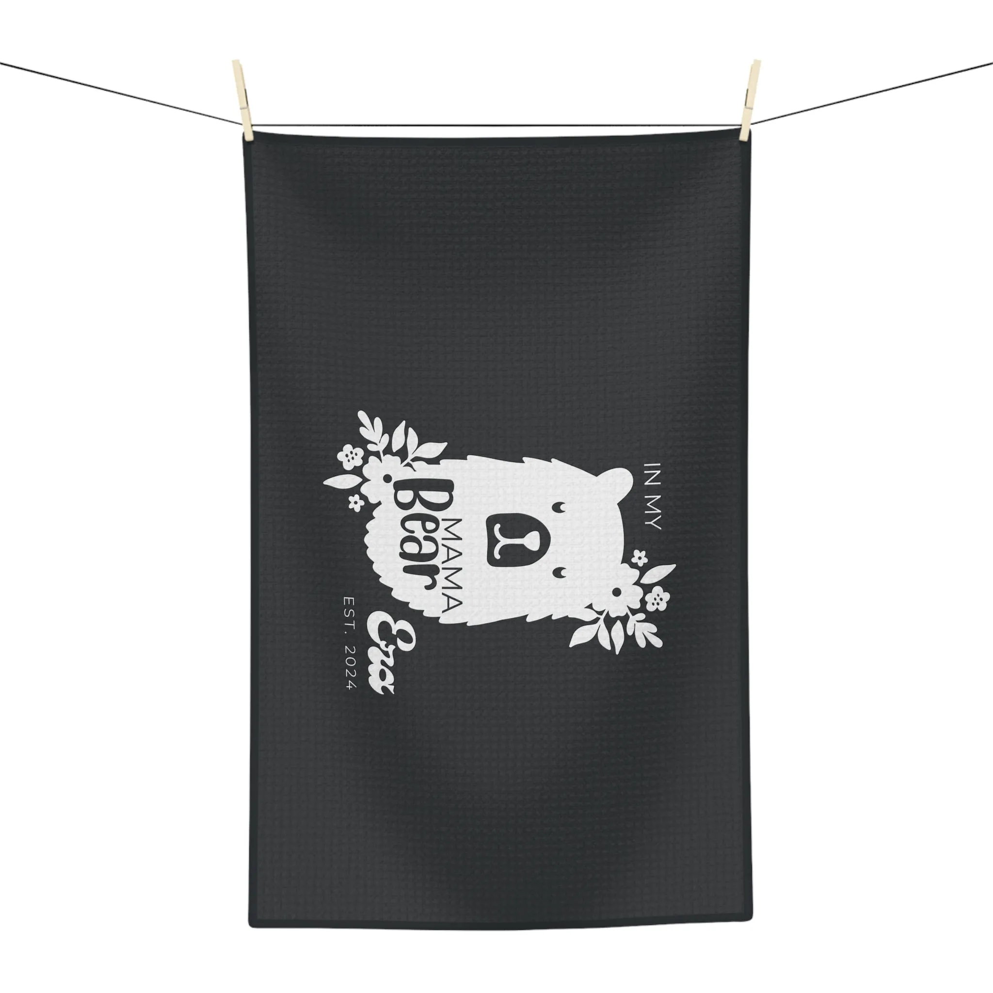 Personalized Mama Bear Kitchen Towel Grey, Custom Towel, Gift For Mom