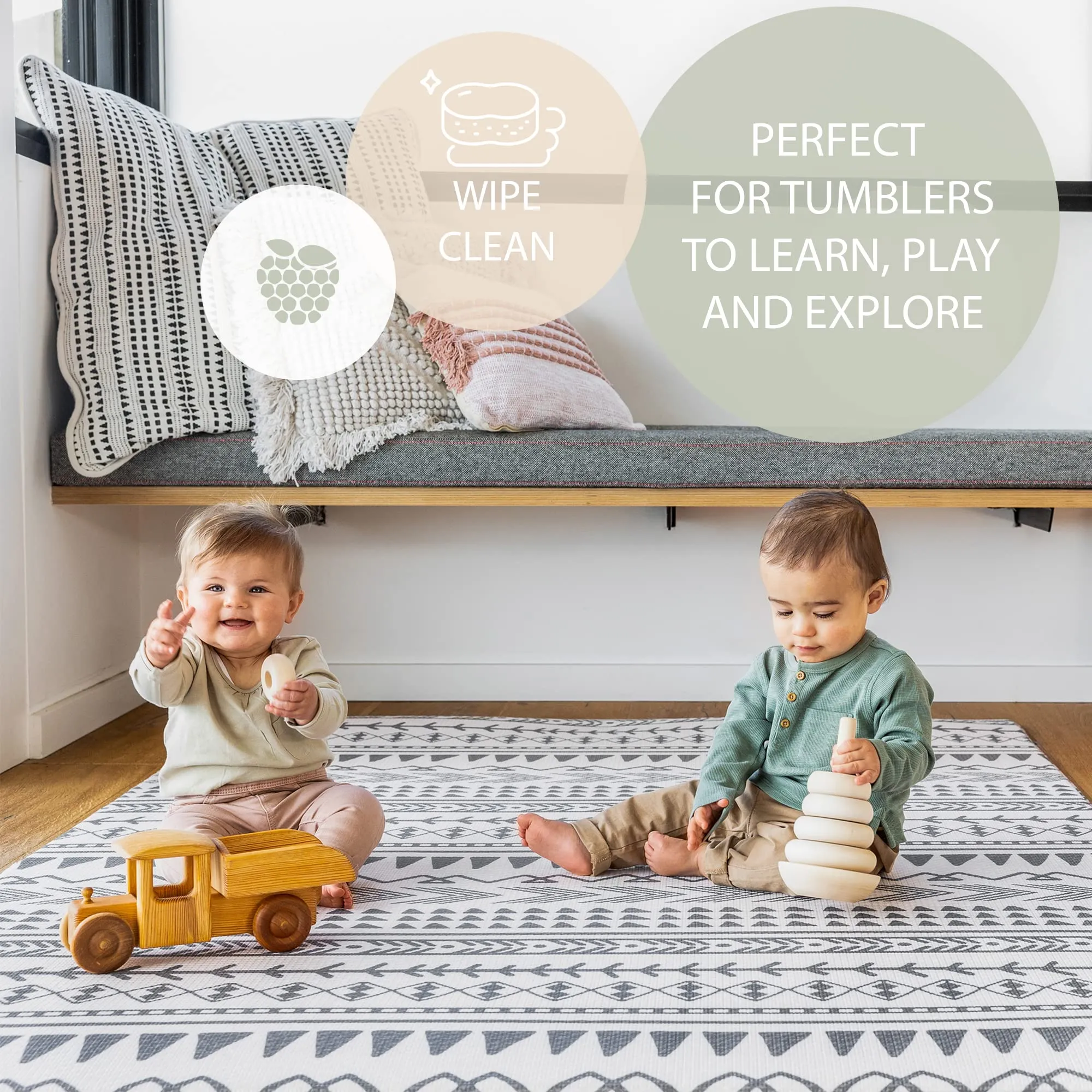 Reversible Baby Play Mat for Infants Large Ecofriendly Extra Soft Nontoxic