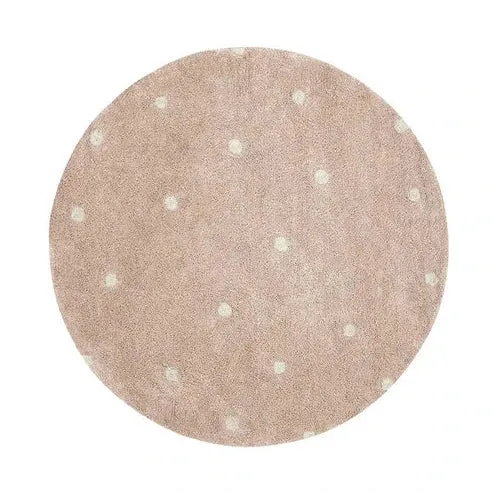 Washable Round Rug - Dot Rose