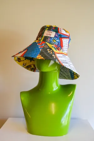 Wide Brim Hat | Blue Calendar | Reversible | Small