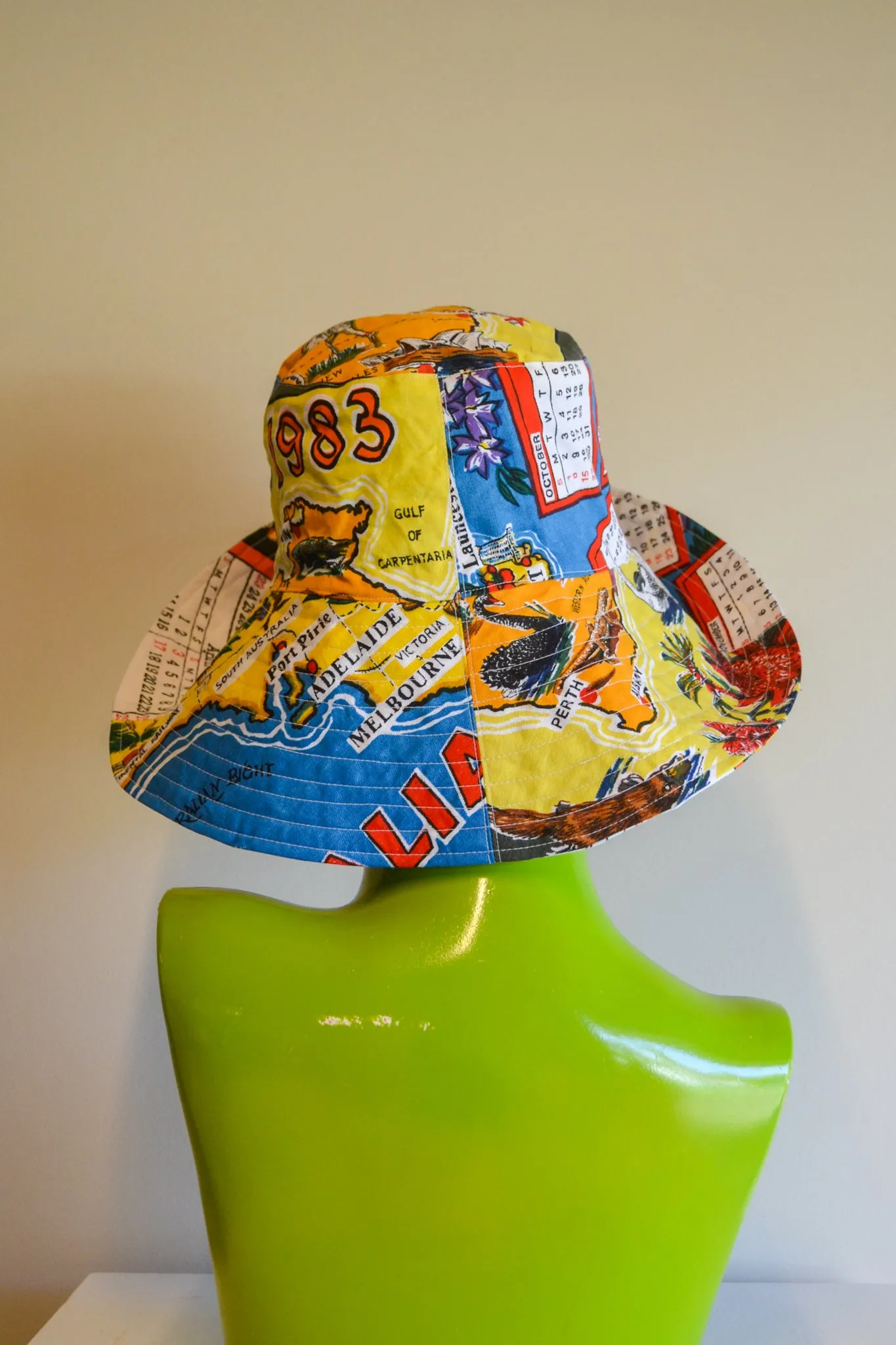 Wide Brim Hat | Blue Calendar | Reversible | Small