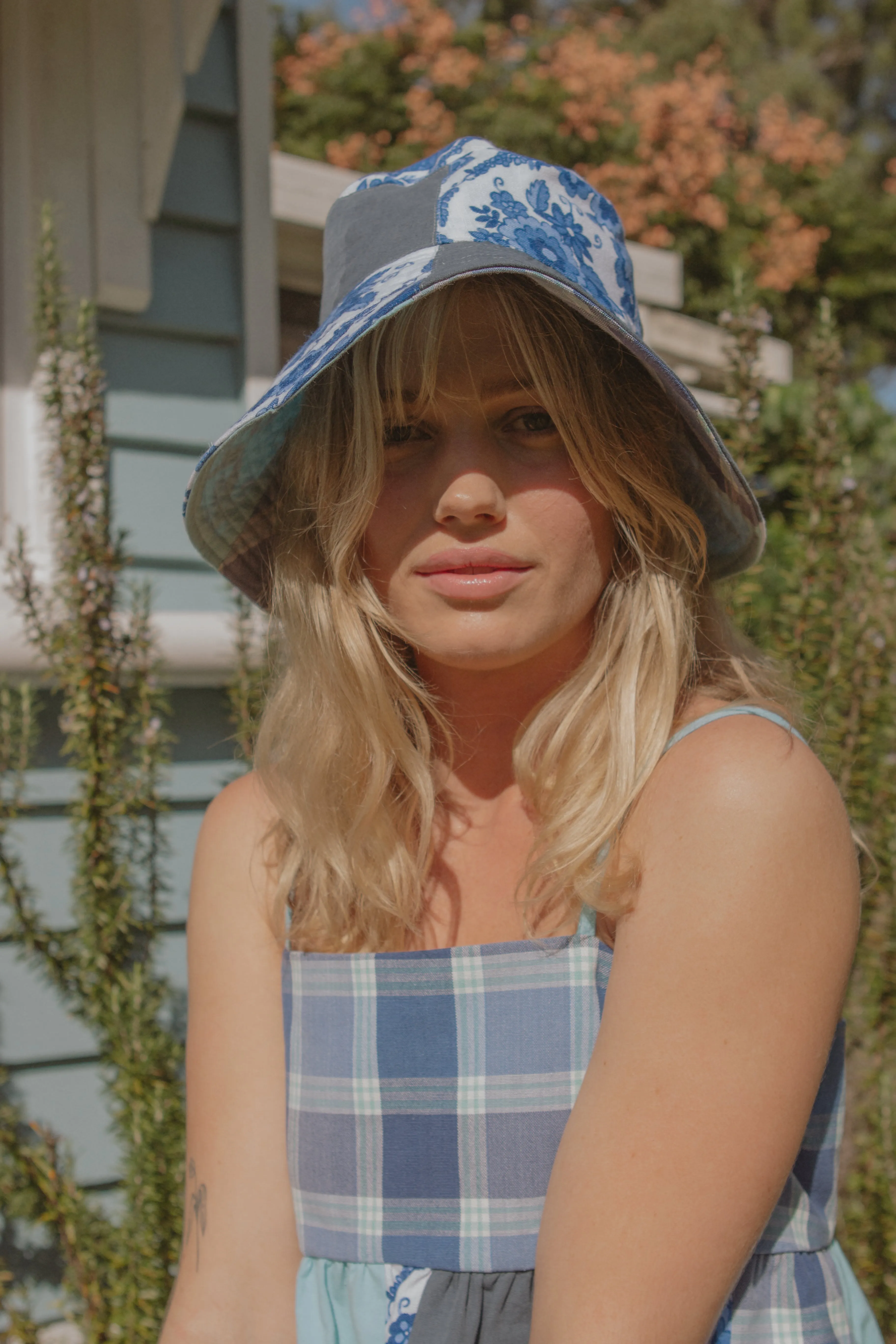 Wide Brim Hat | Blue Calendar | Reversible | Small