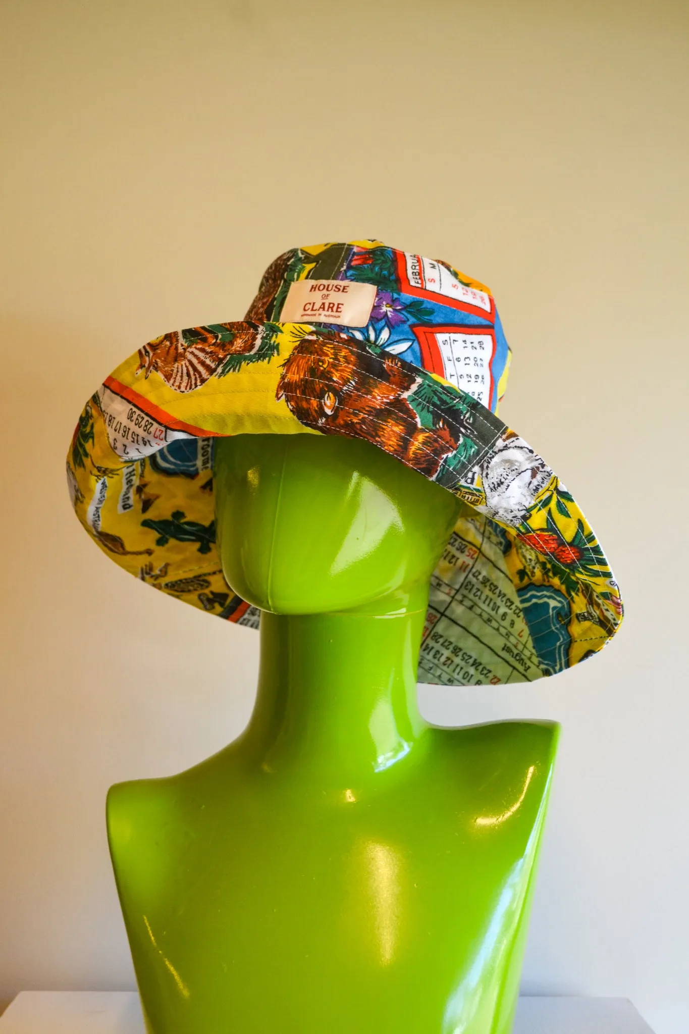 Wide Brim Hat | Blue Calendar | Reversible | Small
